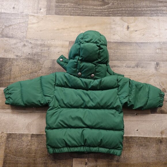 Polo Ralph Lauren Down Puffer Jacket Baby 12M Green Hooded Winter Coat - Picture 7 of 8